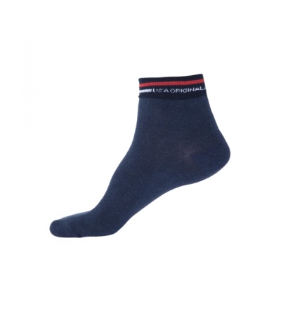 Jockey Navy Melange Ankle Socks-Navy-7-8 Yrs