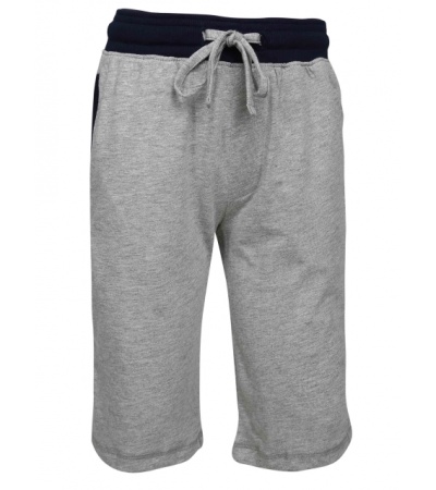 Jockey Grey Melange & Navy Boys Knit Shorts-Navy-7-8 Yrs