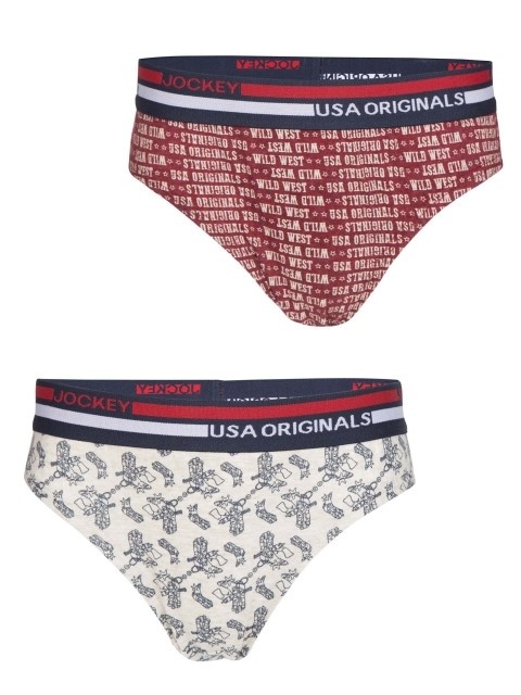 Jockey Red Cream Printed Boys Brief Pack of 2