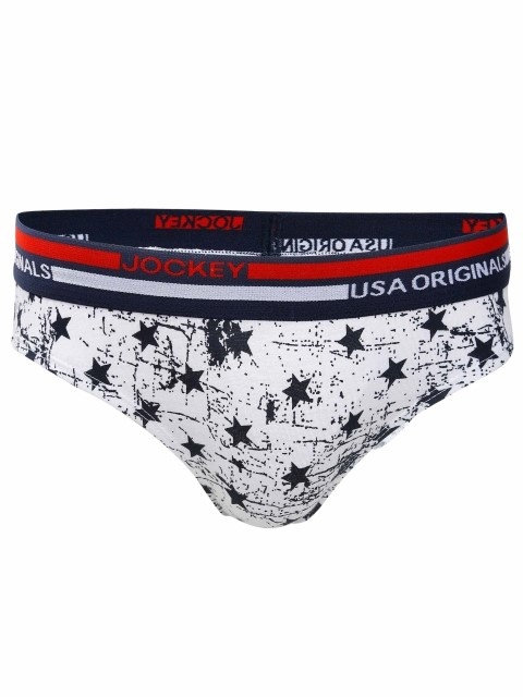 Jockey White White Printed Boys Brief Pack of 2