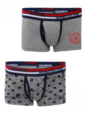 Jockey Grey Melange & Grey Melange Printed Boys Trunk Pack of 2-Grey-9-10 Yrs