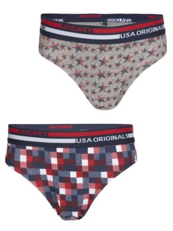 Jockey Grey & Navy Prints Boys Brief Pack of 2-Grey-9-10 Yrs