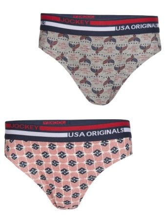 Jockey Grey & Red Printed Boys Brief Pack of 2-Grey-9-10 Yrs