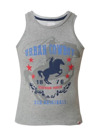 Jockey Grey Melange Prints Boys Printed Vest-Grey-7-8 Yrs