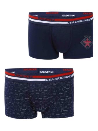 Jockey Navy & Navy Printed Boys Trunk Pack of 2-Navy-9-10 Yrs