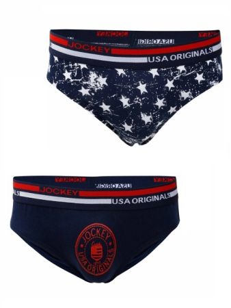 Jockey Navy & Navy Printed Boys Brief Pack of 2-Navy-11-12 Yrs