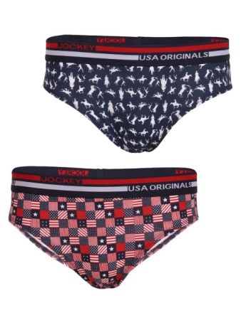 Jockey Navy & Navy Printed Boys Brief Pack of 2