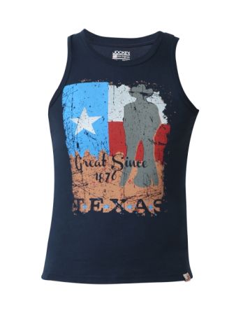 Jockey Navy Print Boys Printed Vest-Navy-7-8 Yrs