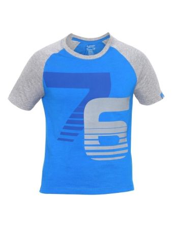 Jockey Neon Blue & Grey Melange Print26 Boys Raglan Printed T-Shirt-Grey-11-12 Yrs