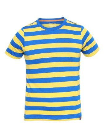 Jockey Neon Blue & Maize Boys Striped T-Shirt-Yellow-5-6 Yrs