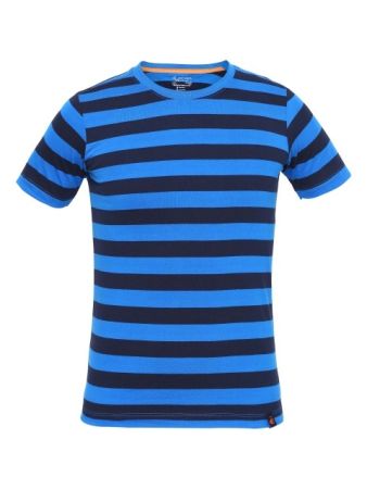 Jockey Neon Blue & Navy Boys Striped T-Shirt-Navy-11-12 Yrs