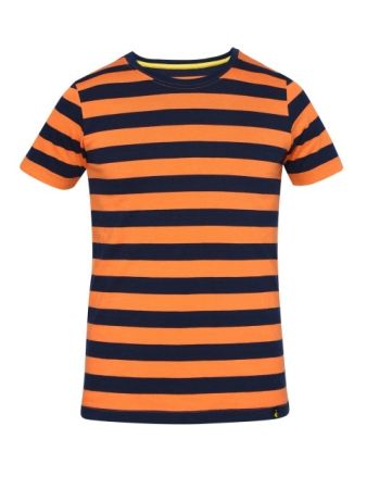 Jockey Orange & Navy Boys Striped T-Shirt-Navy-5-6 Yrs