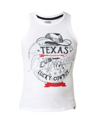 Jockey White Prints Boys Printed Vest-White-7-8 Yrs