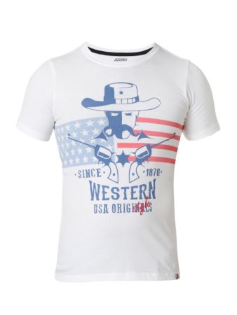 Jockey White Prints Boys Printed T-Shirt-White-7-8 Yrs