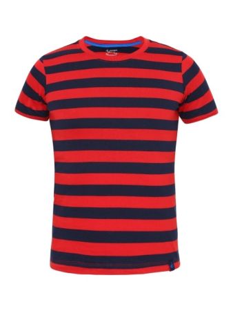 Jockey Wordly Red & Navy Boys Striped T-Shirt-Red-5-6 Yrs